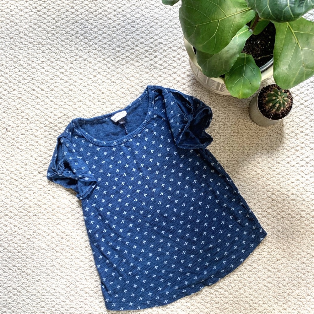 Target distressed blue peep shoulder shirt